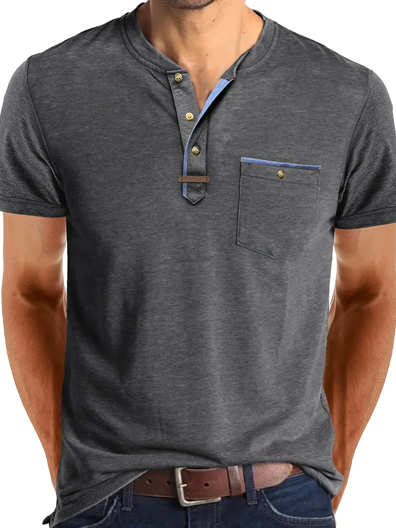 Pedro | Camiseta de cuello redondo elegante con bolsillo