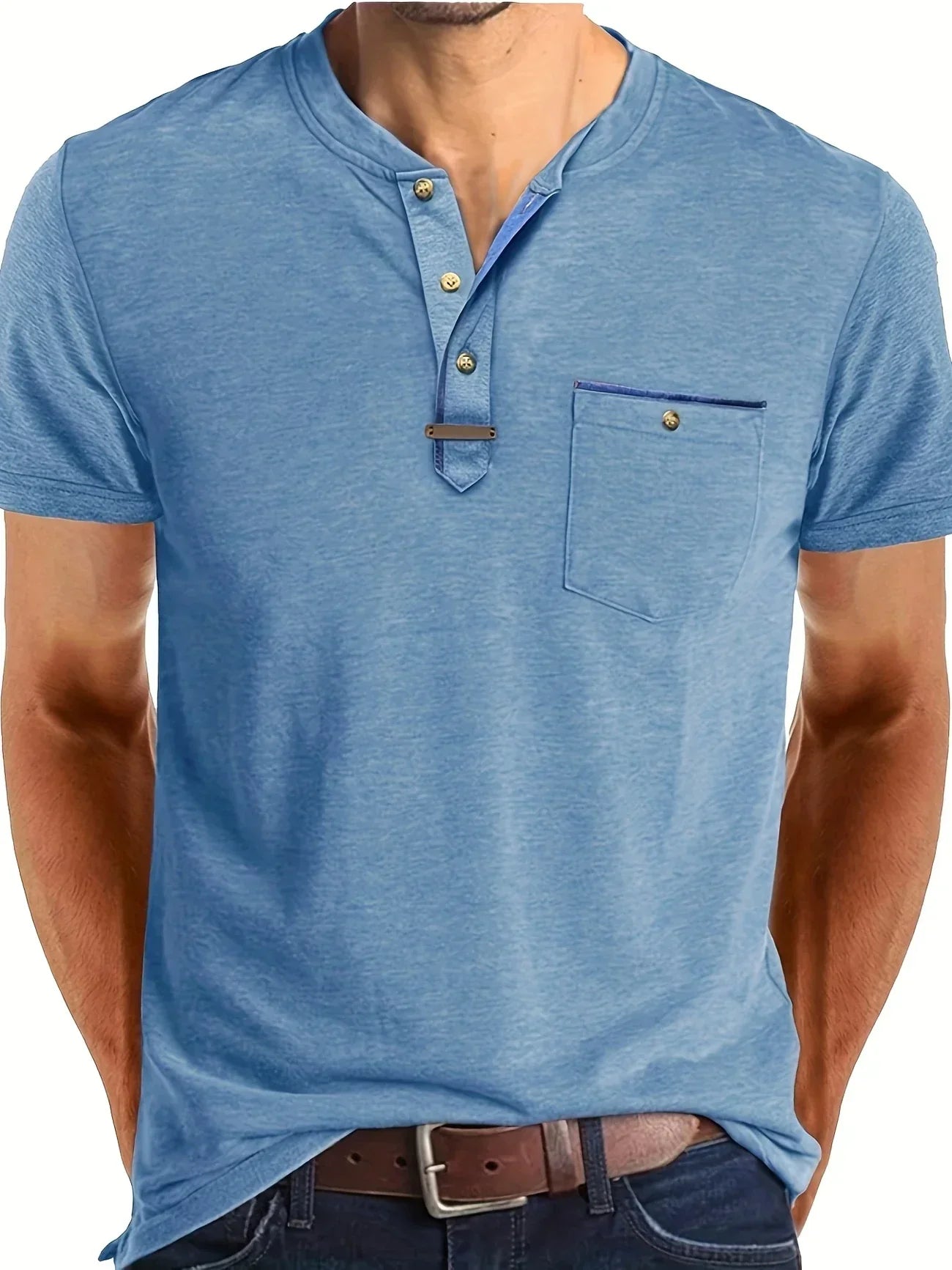 Pedro | Camiseta de cuello redondo elegante con bolsillo