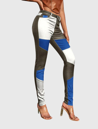 Selena | Pantalón Tubo de Bloques de Color para Mujer