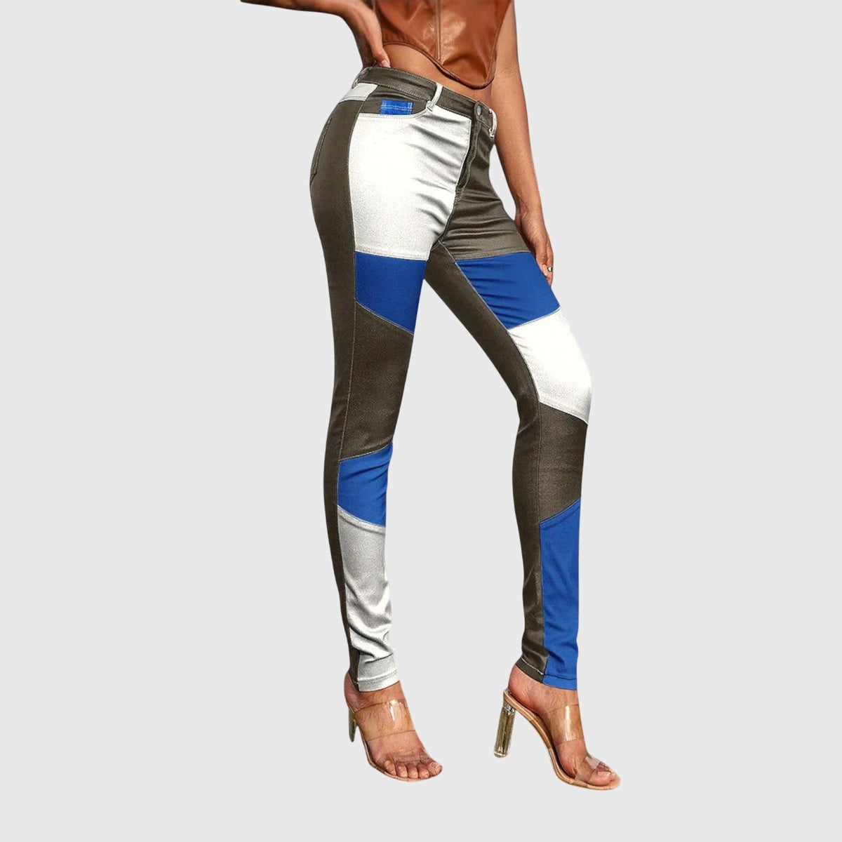 Selena | Pantalón Tubo de Bloques de Color para Mujer