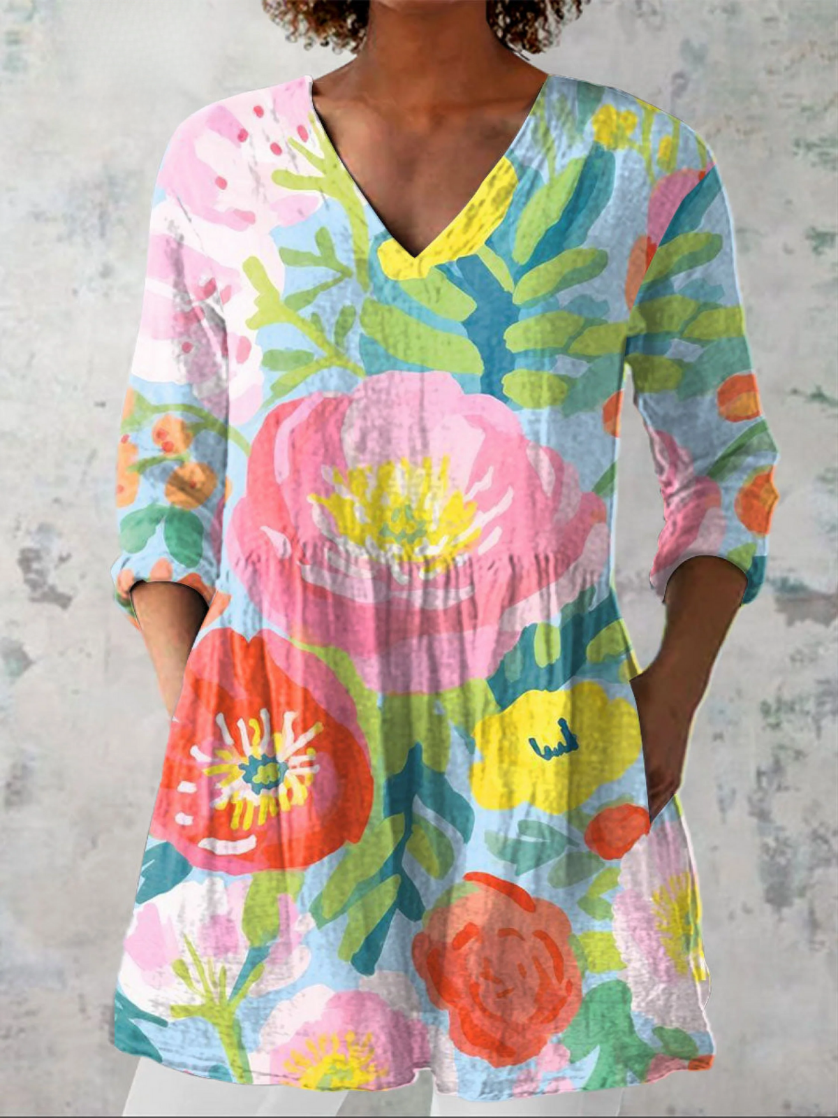 Amparo | Blusa Larga con Escote en V