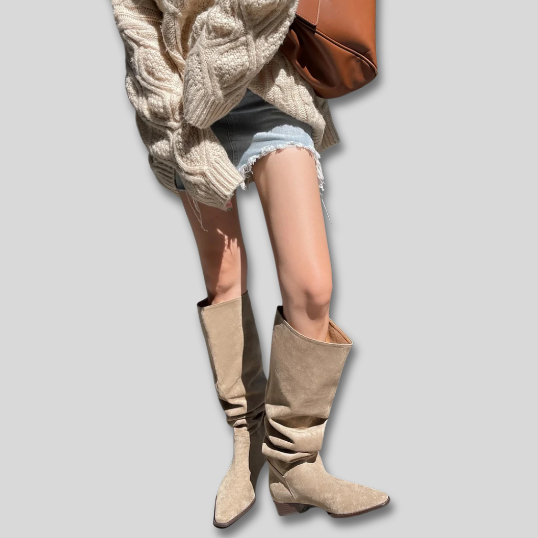 Yuridia | Botas Altas Elegantes con Acabado Tipo Gamuza para Mujer