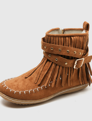 Cinthia | Botines Planos con Flecos para Mujer