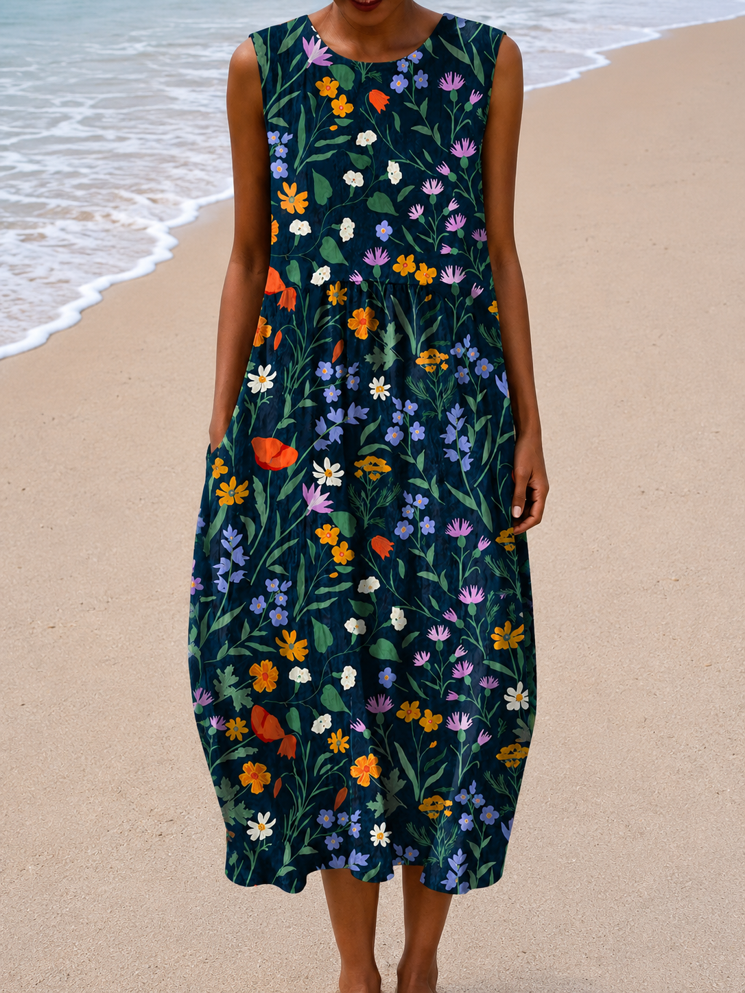 Victoria | Vestido Midi Sin Mangas de Corte Relajado para Mujer