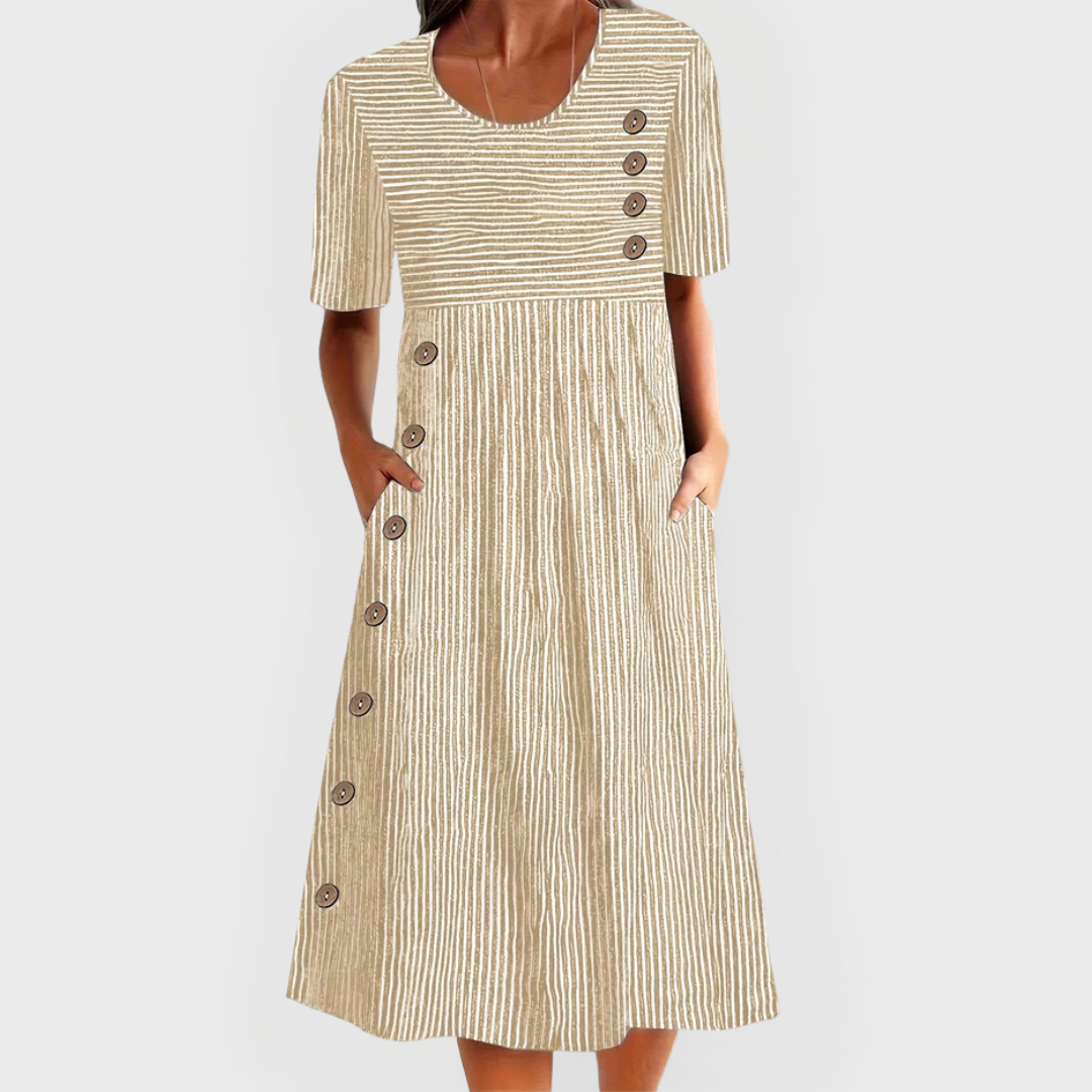 Daniela | Vestido Midi Rayado