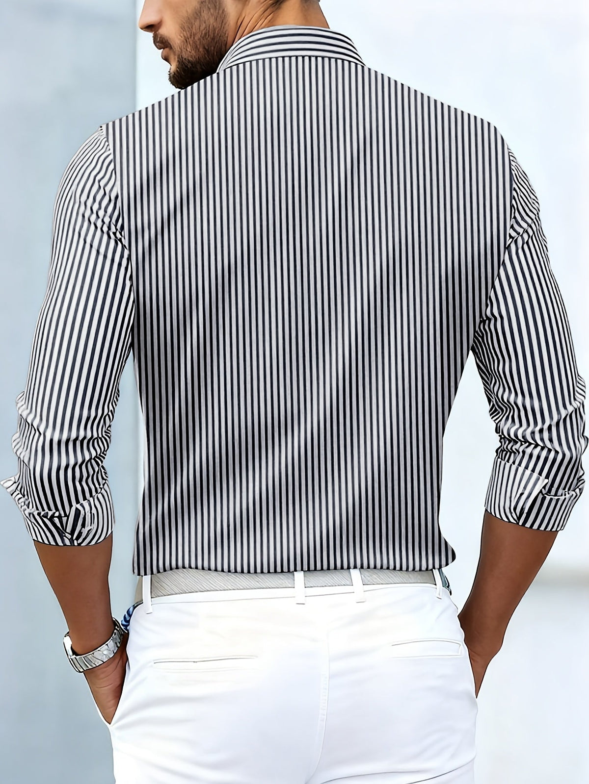 Miguel | Camisa De Rayas Vintage De Manga Larga Para Hombre