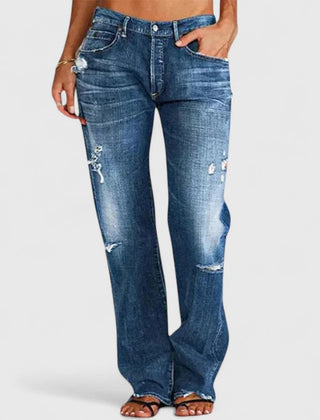 Heidi | Jeans Elásticos de Tiro Bajo y Pierna Ancha