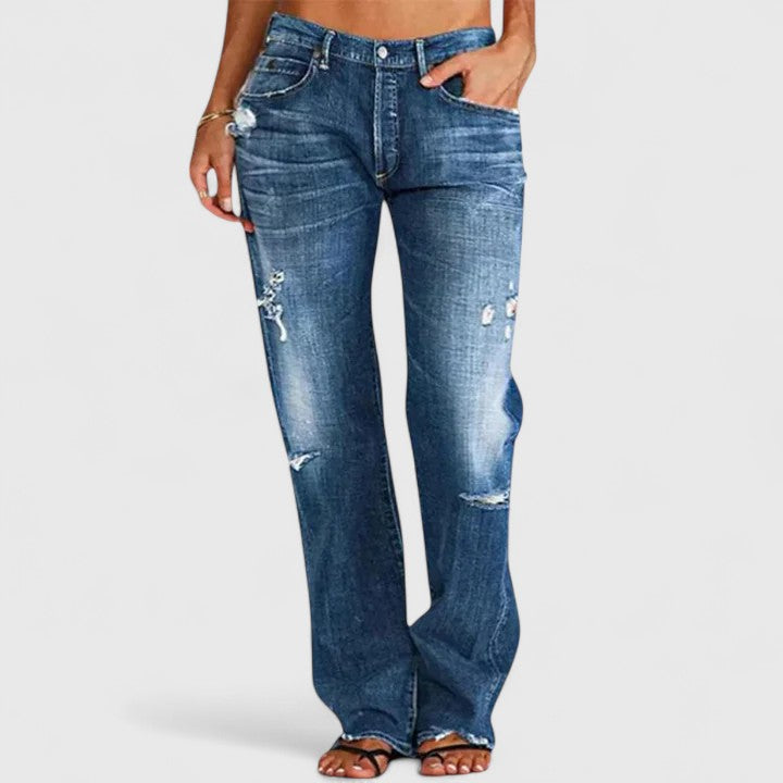 Heidi | Jeans Elásticos de Tiro Bajo y Pierna Ancha
