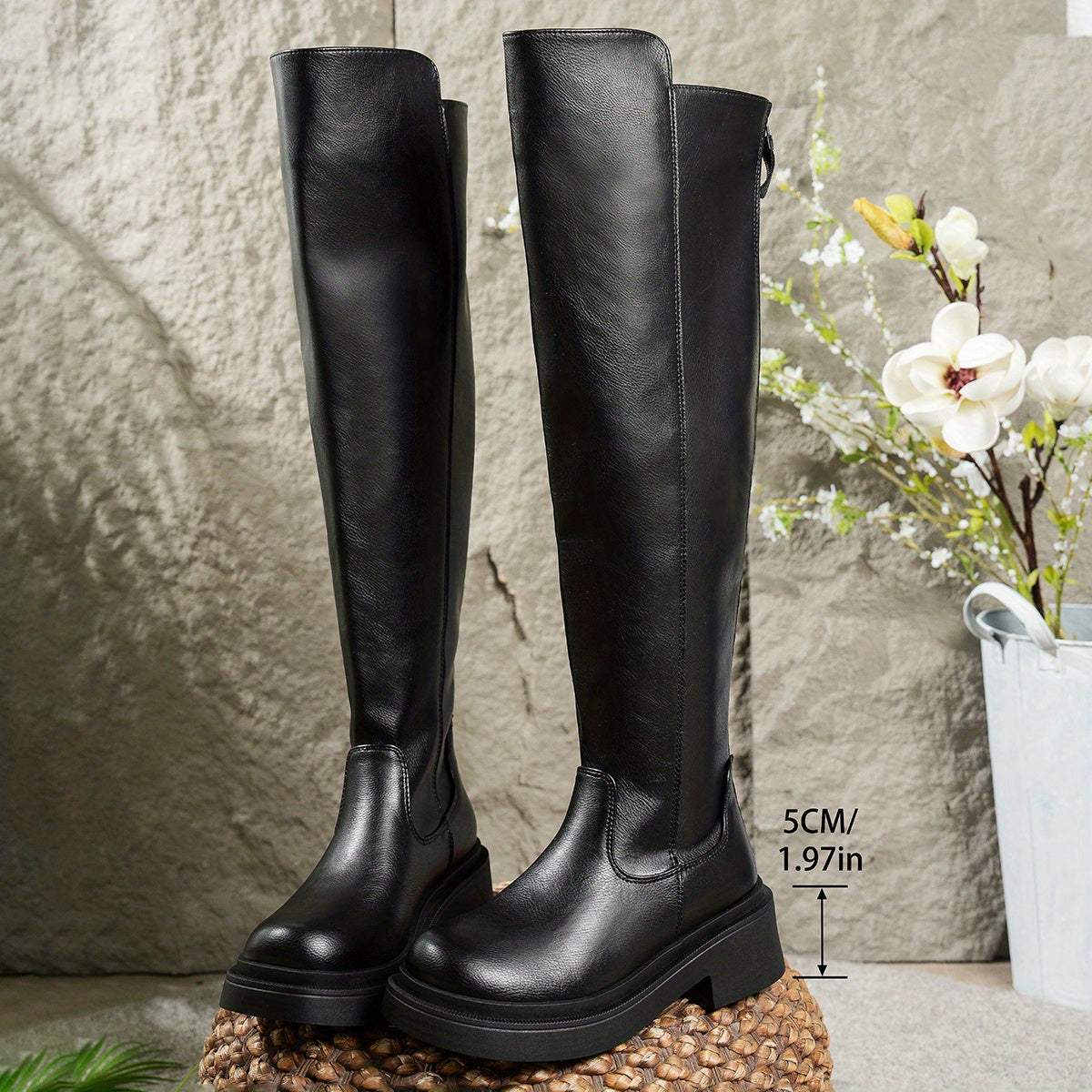 Paulina | Botas sobre la Rodilla Entalladas de Suela Plana