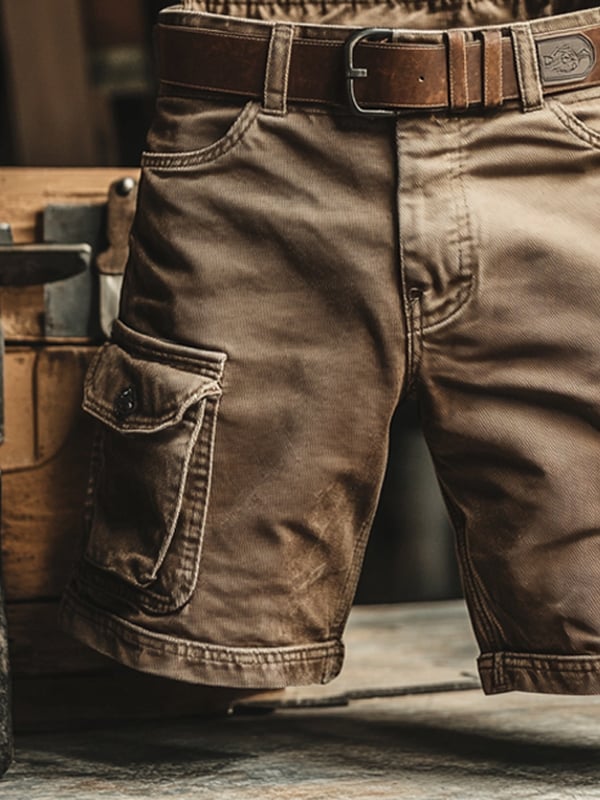 Diego | Pantalones cortos cargo retro con múltiples bolsillos