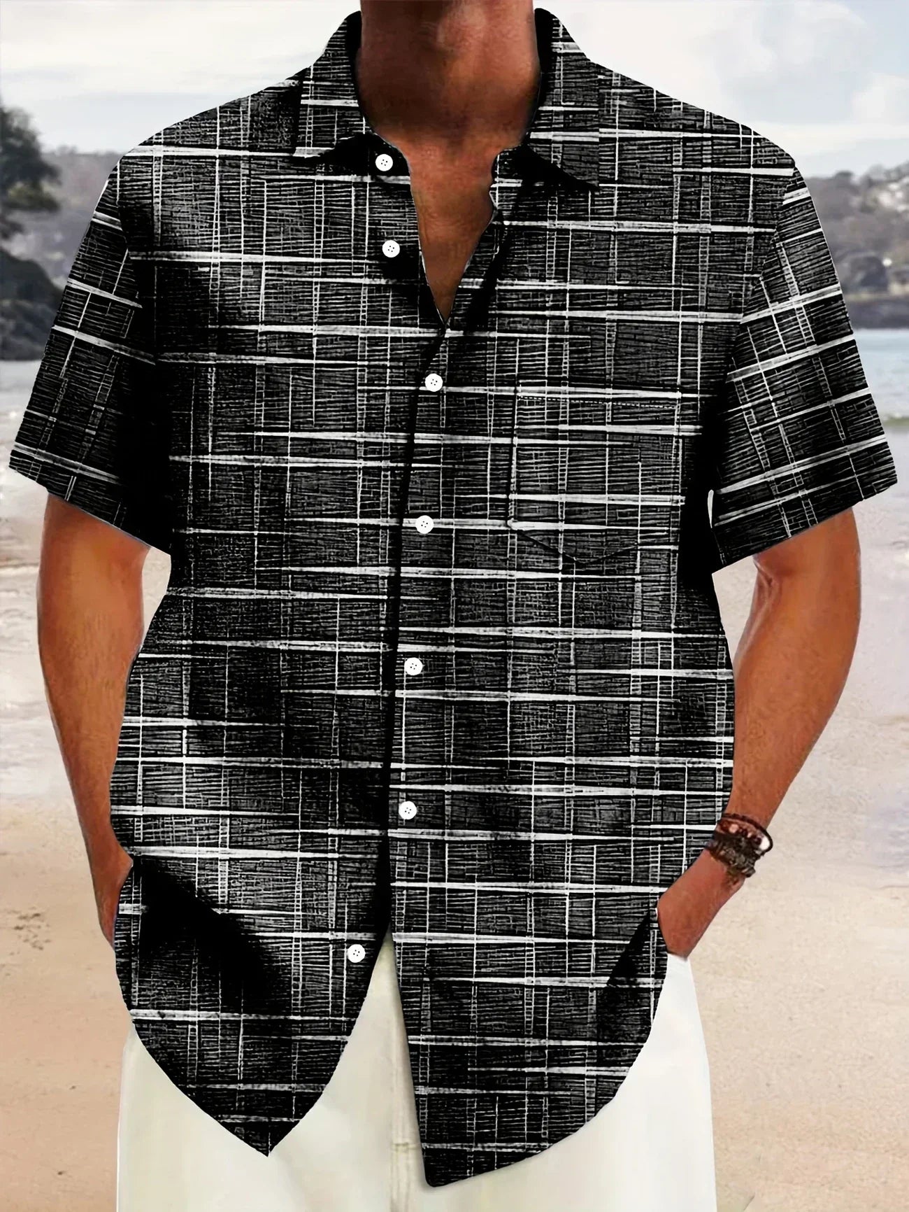 Ángel | Camisa elegante de rayas y cuadros