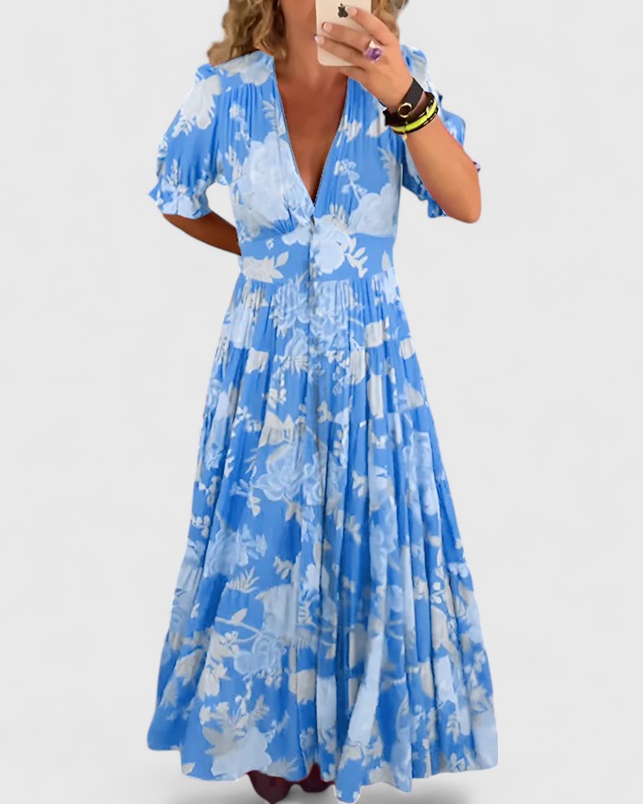 Mónica | Vestido floral con cuello en V