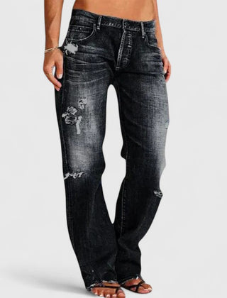 Heidi | Jeans Elásticos de Tiro Bajo y Pierna Ancha