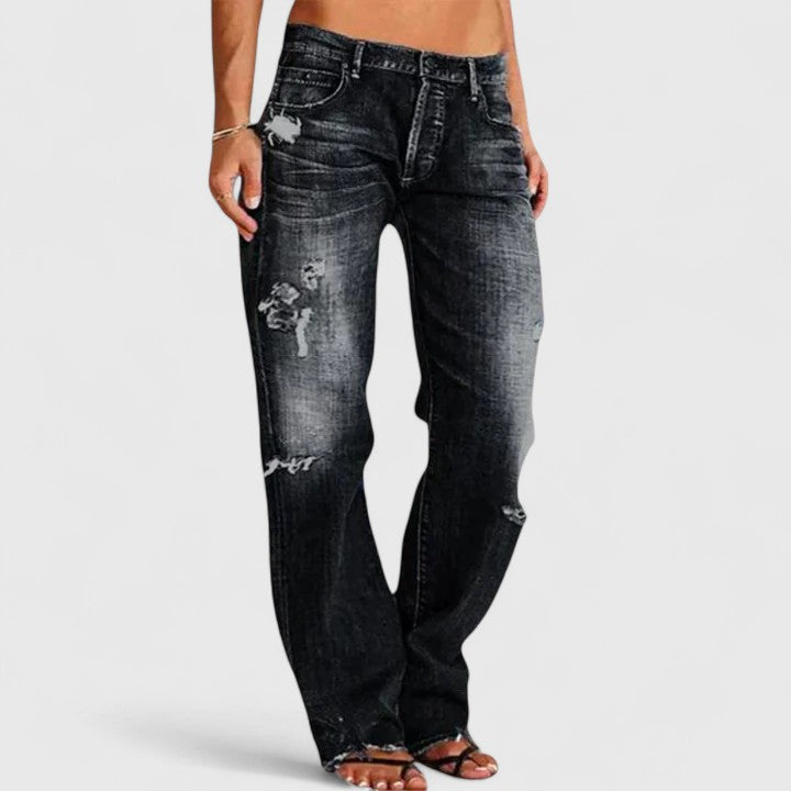 Heidi | Jeans Elásticos de Tiro Bajo y Pierna Ancha
