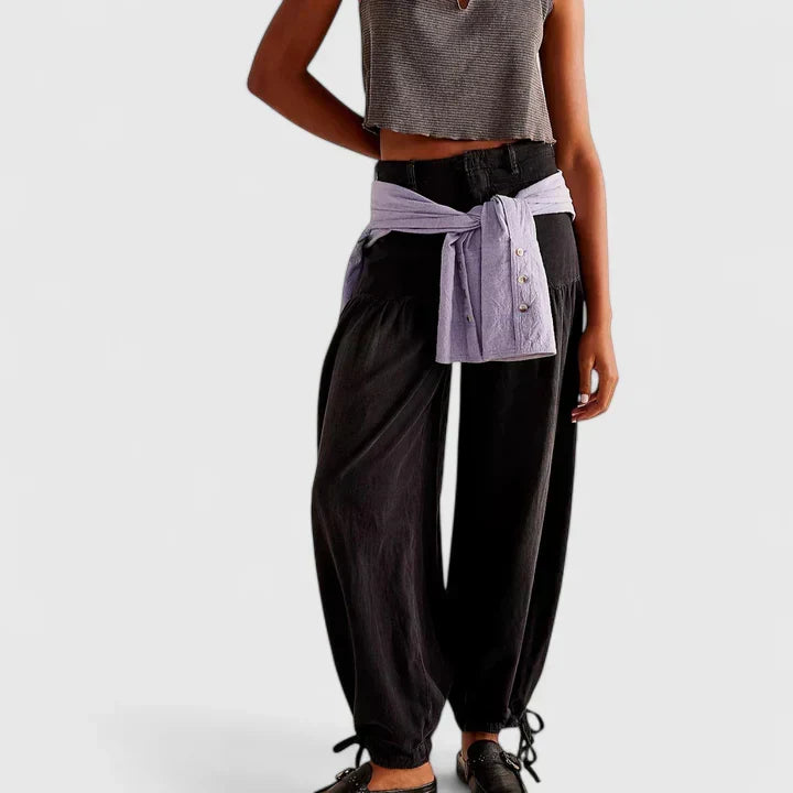 Pamela | Pantalón Bohemio con Bolsillos de Doble Pliegue