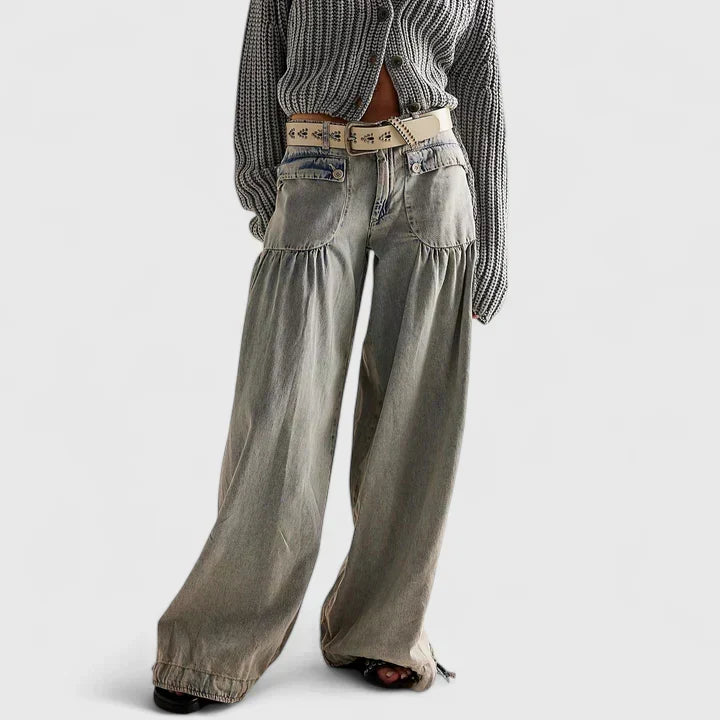 Pamela | Pantalón Bohemio con Bolsillos de Doble Pliegue