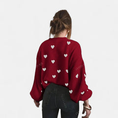 Mayte | Suéter de Invierno con Estampado de Corazones