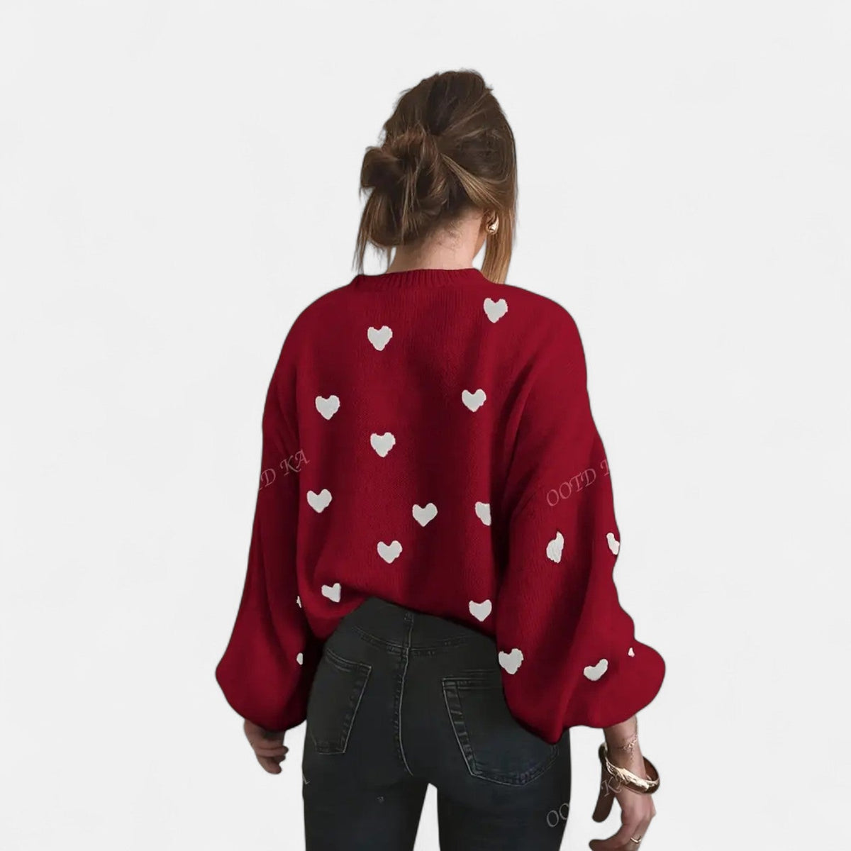 Mayte | Suéter de Invierno con Estampado de Corazones