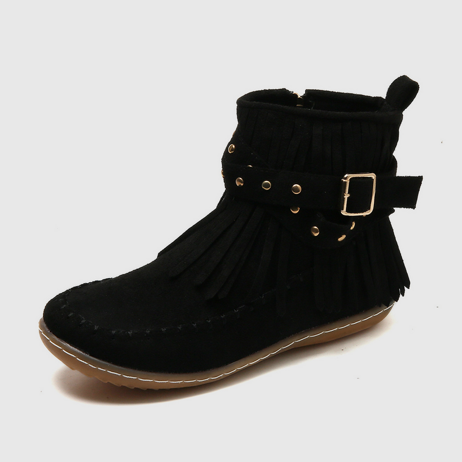 Cinthia | Botines Planos con Flecos para Mujer