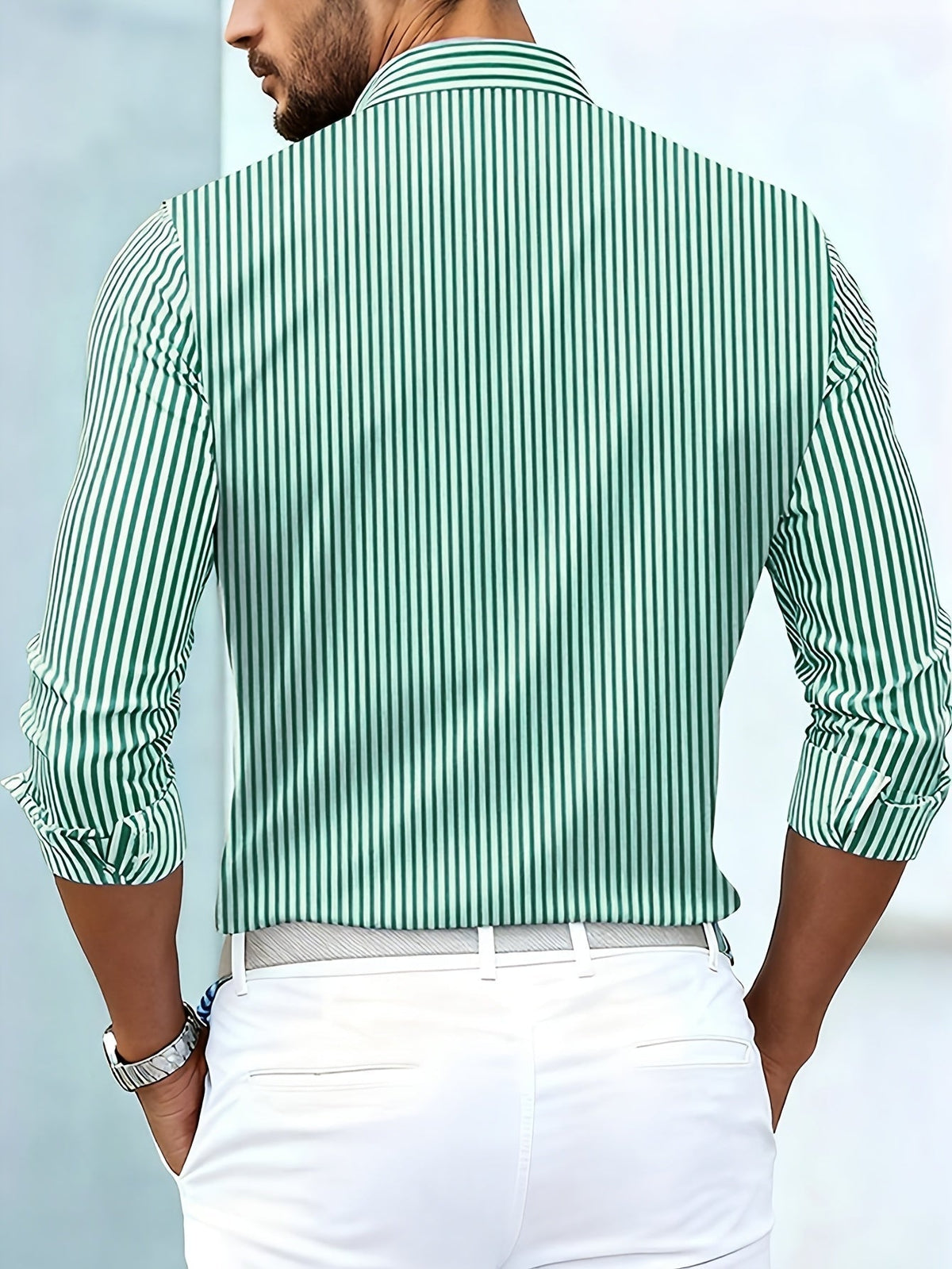 Miguel | Camisa De Rayas Vintage De Manga Larga Para Hombre
