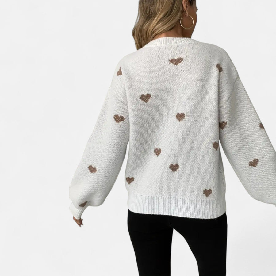 Mayte | Suéter de Invierno con Estampado de Corazones