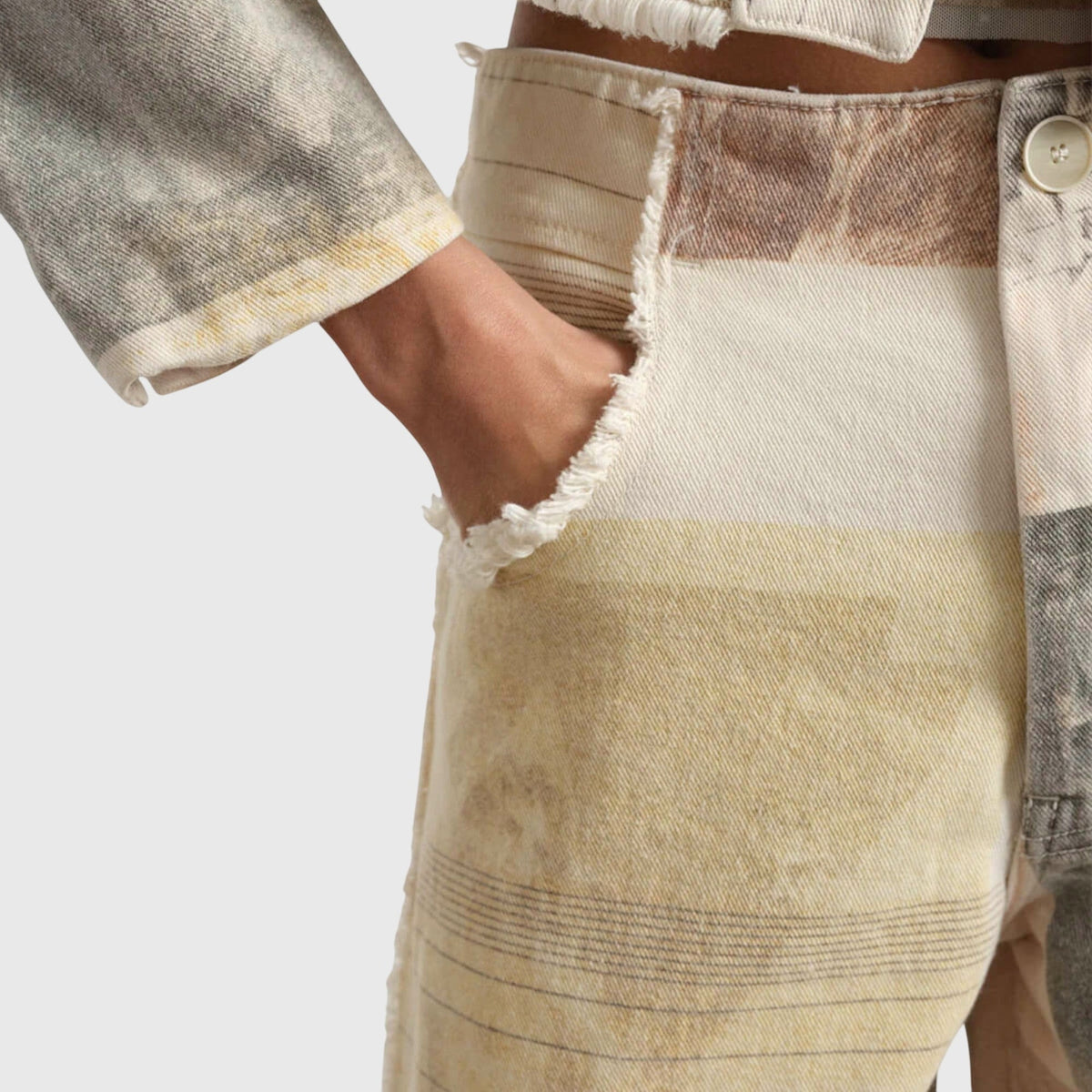 Itzia | Jeans de Pierna Ancha y Tiro Alto con Bajo sin Dobladillo