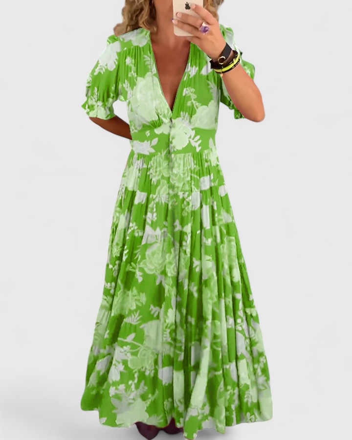 Mónica | Vestido floral con cuello en V