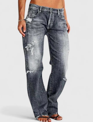 Heidi | Jeans Elásticos de Tiro Bajo y Pierna Ancha
