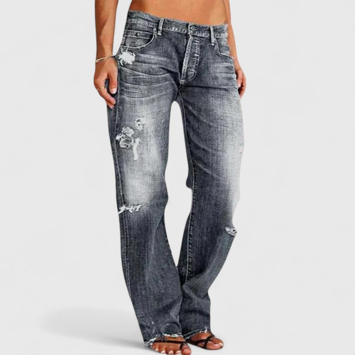 Heidi | Jeans Elásticos de Tiro Bajo y Pierna Ancha