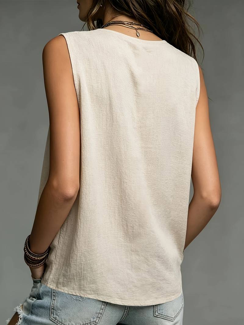 Fernanda | Blusa Sin Mangas Plisada y de Corte Amplio