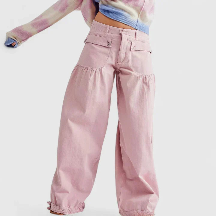 Pamela | Pantalón Bohemio con Bolsillos de Doble Pliegue