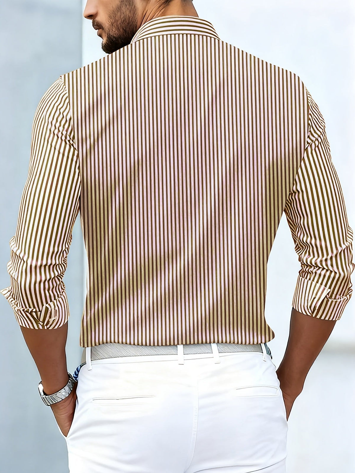 Miguel | Camisa De Rayas Vintage De Manga Larga Para Hombre