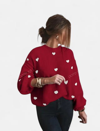 Mayte | Suéter de Invierno con Estampado de Corazones