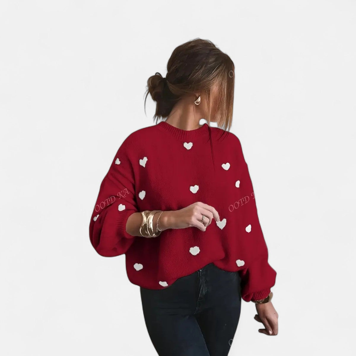 Mayte | Suéter de Invierno con Estampado de Corazones