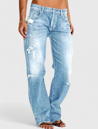 Heidi | Jeans Elásticos de Tiro Bajo y Pierna Ancha