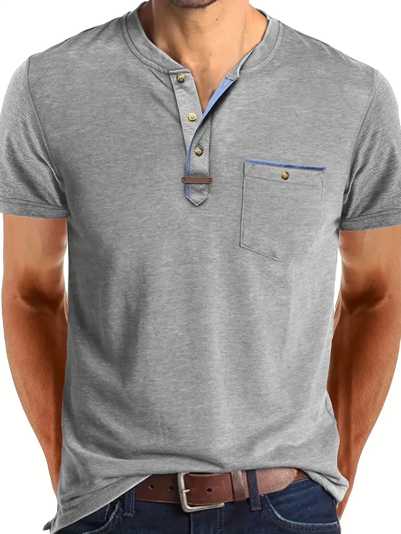 Pedro | Camiseta de cuello redondo elegante con bolsillo