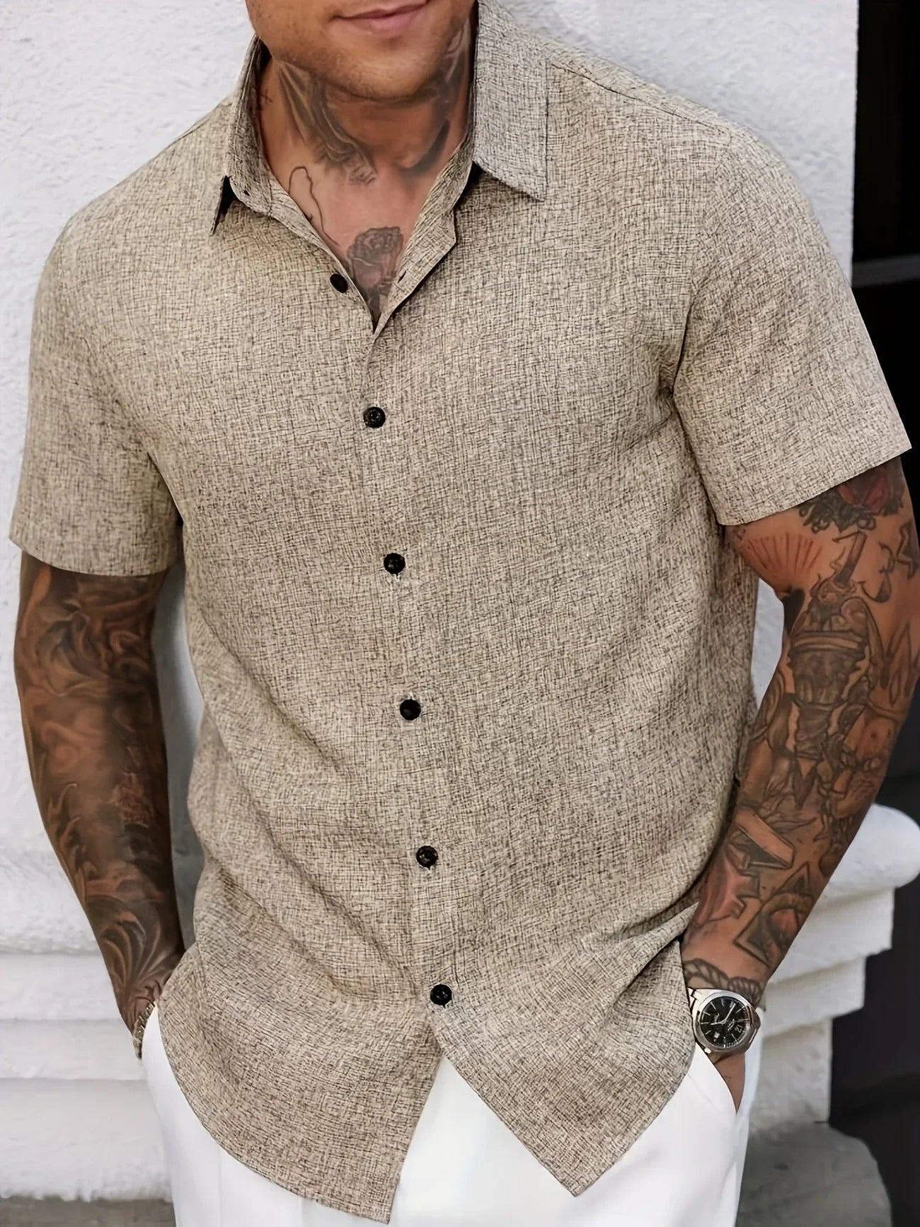 José | Camisa ligera de manga corta en mezcla de lino