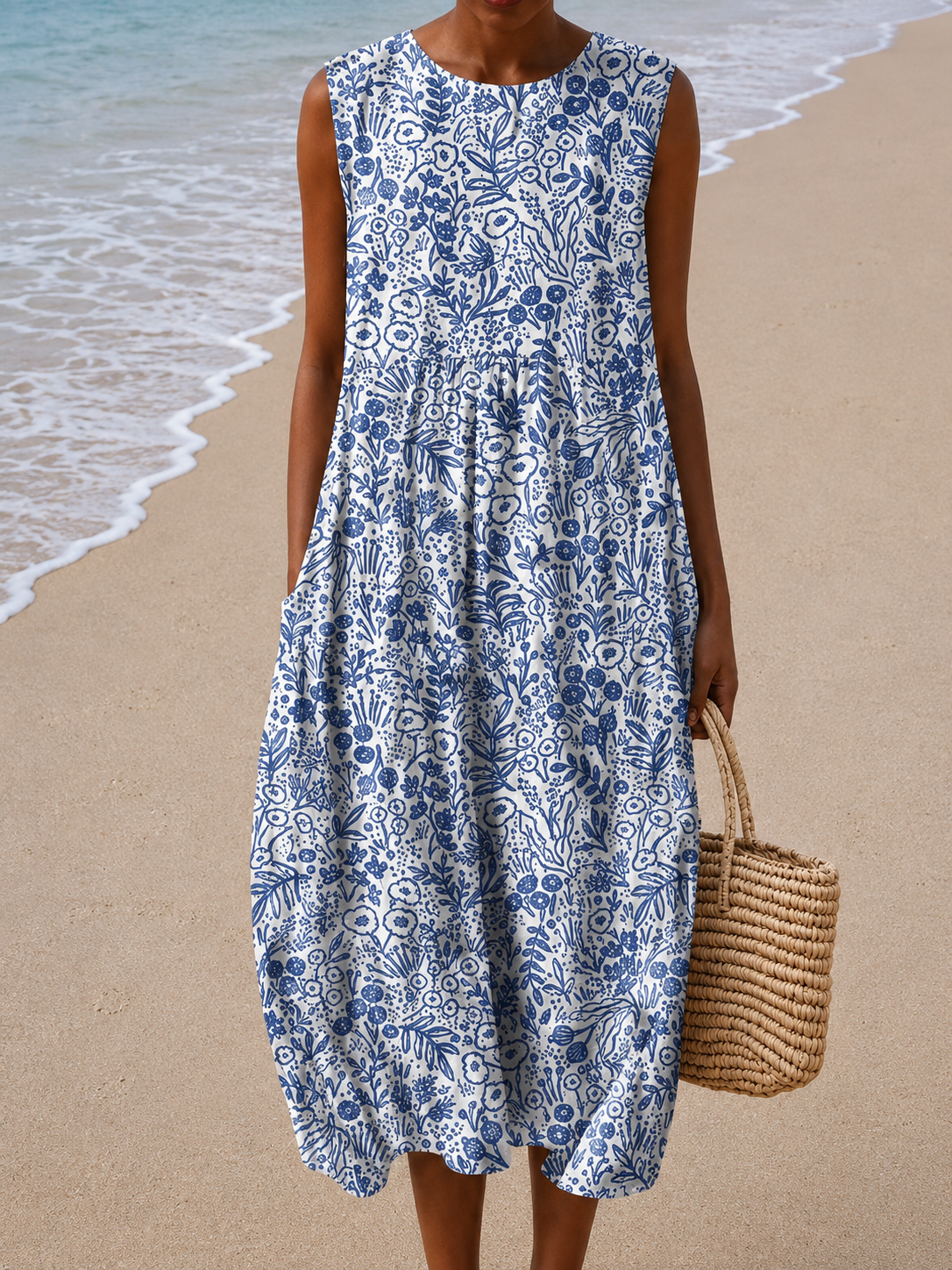 Lorena | Vestido Midi Sin Mangas de Corte Relajado para Mujer