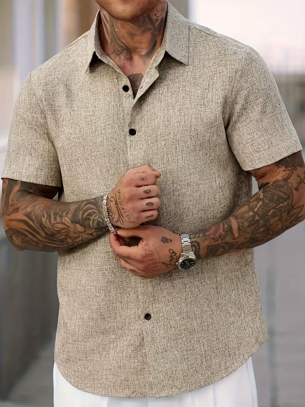 José | Camisa ligera de manga corta en mezcla de lino