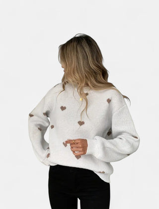 Mayte | Suéter de Invierno con Estampado de Corazones