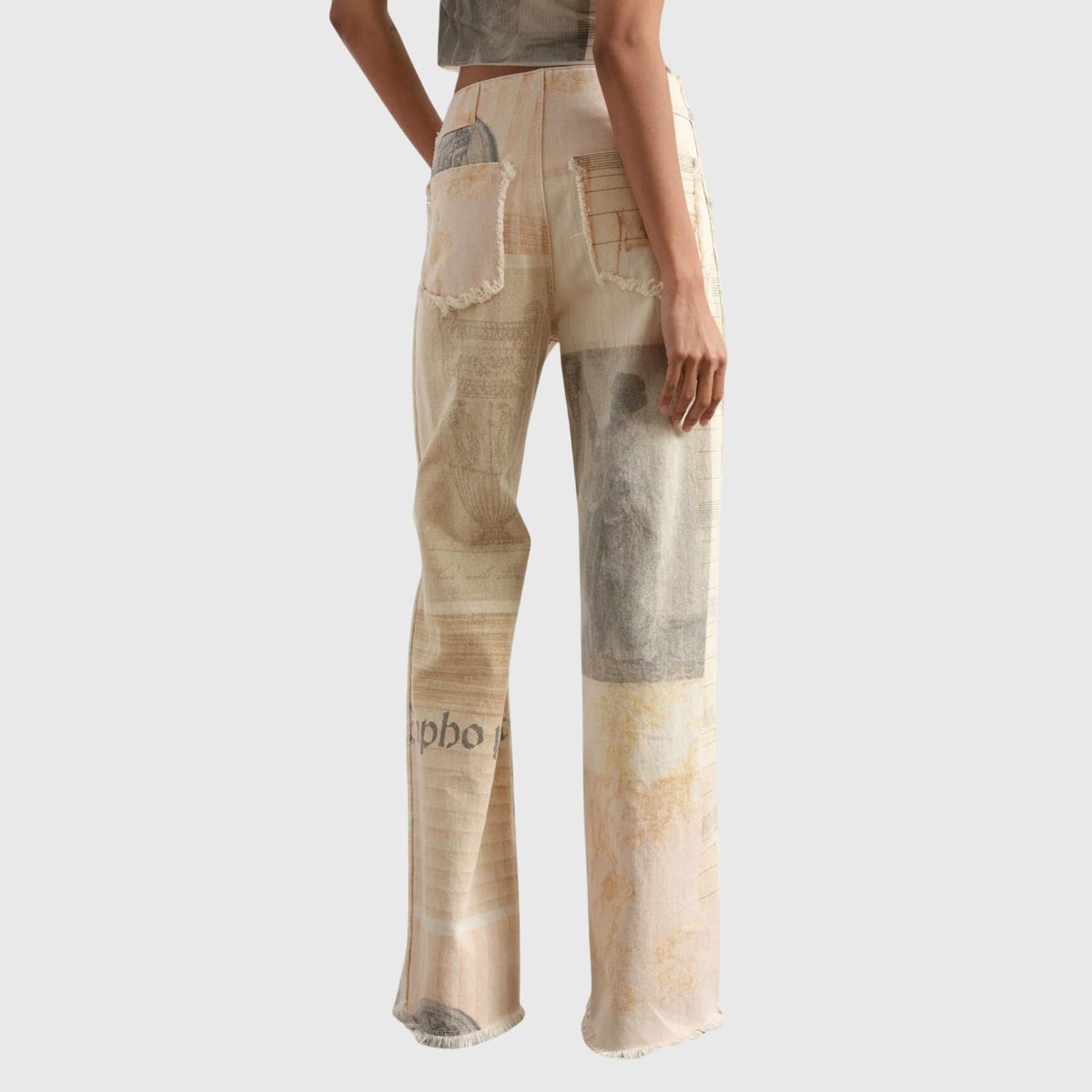 Itzia | Jeans de Pierna Ancha y Tiro Alto con Bajo sin Dobladillo