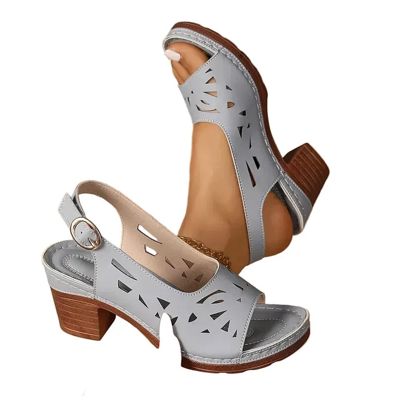 Julia | Sandalias con Tobillo y Tacón Bloque