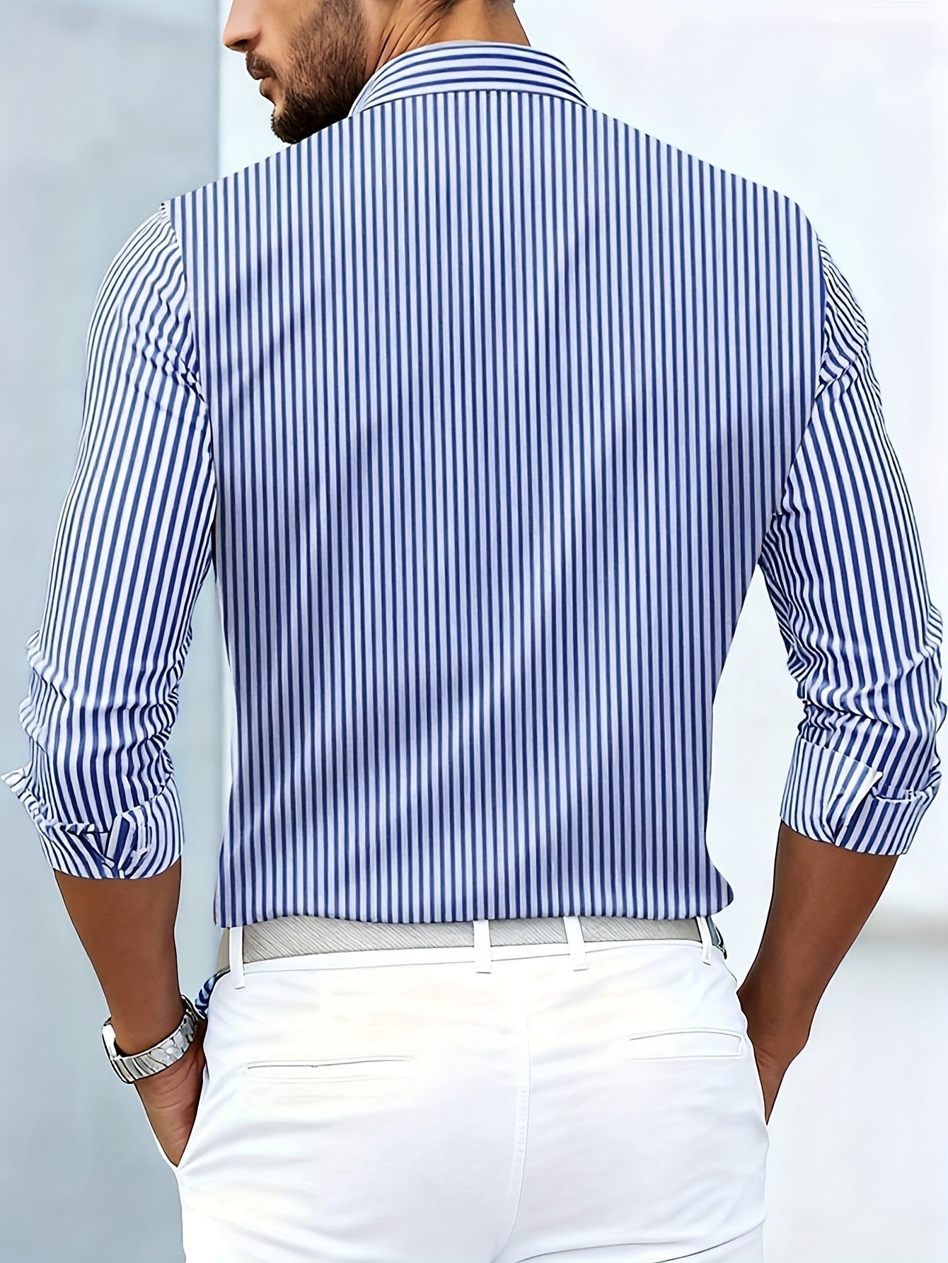Miguel | Camisa De Rayas Vintage De Manga Larga Para Hombre