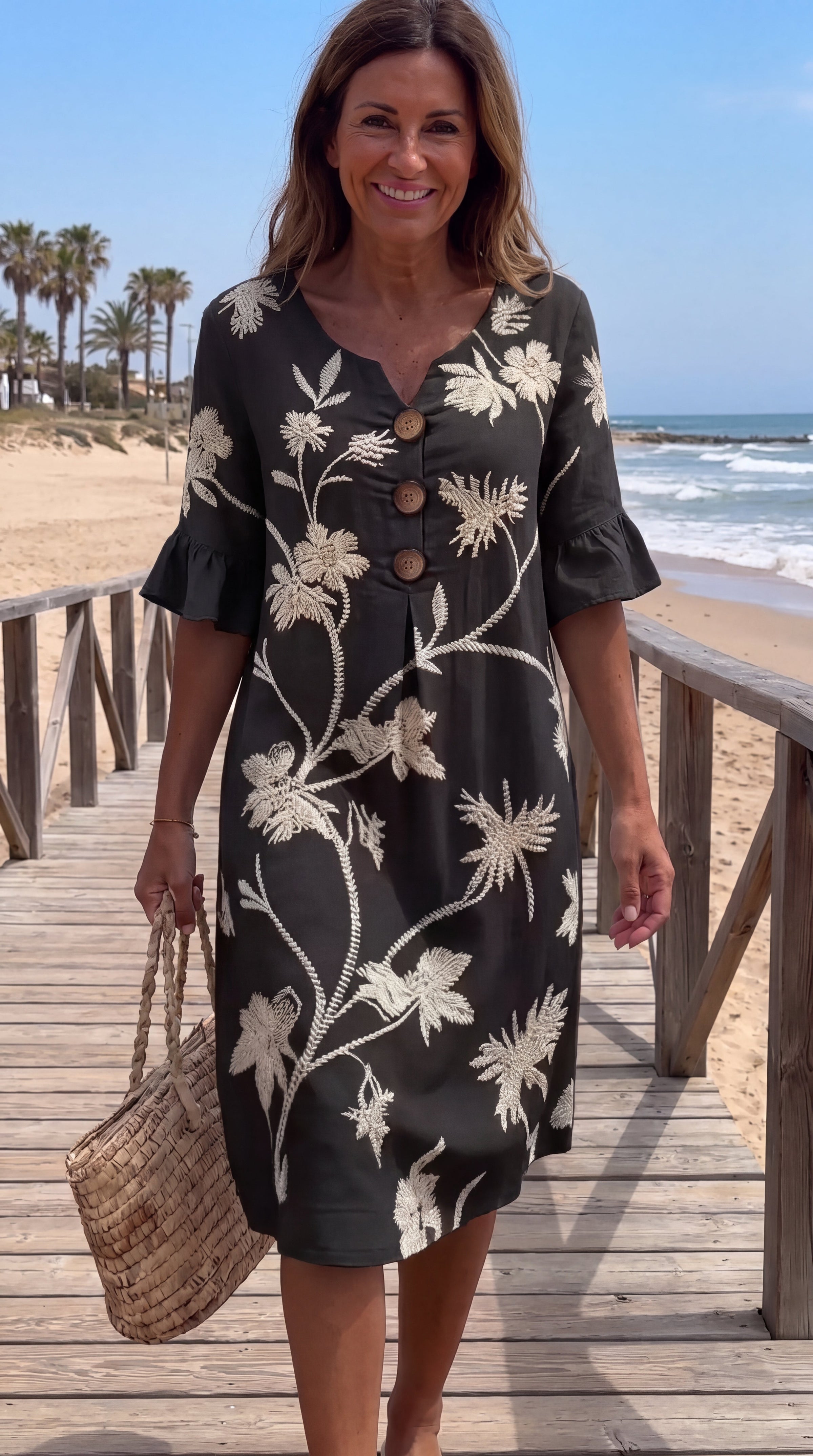 Yolanda | Vestido Floral Cómodo con Escote en V