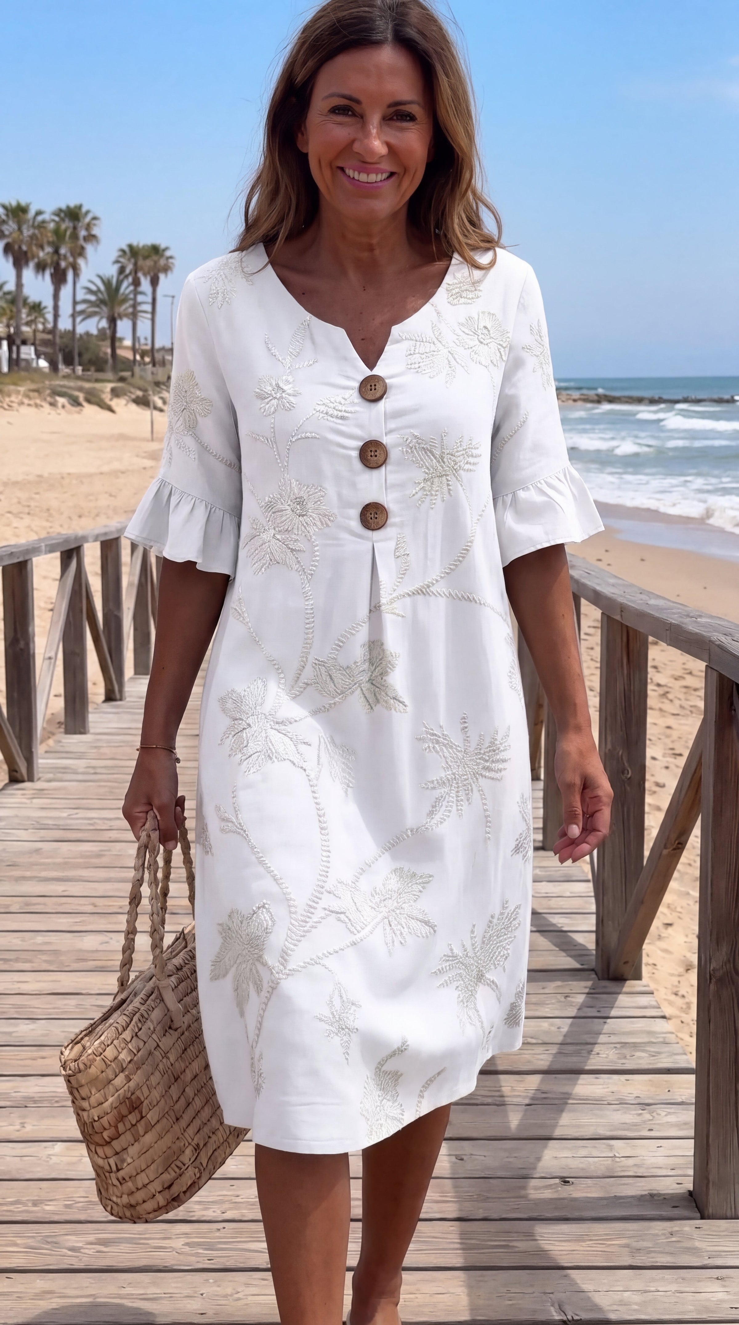 Yolanda | Vestido Floral Cómodo con Escote en V