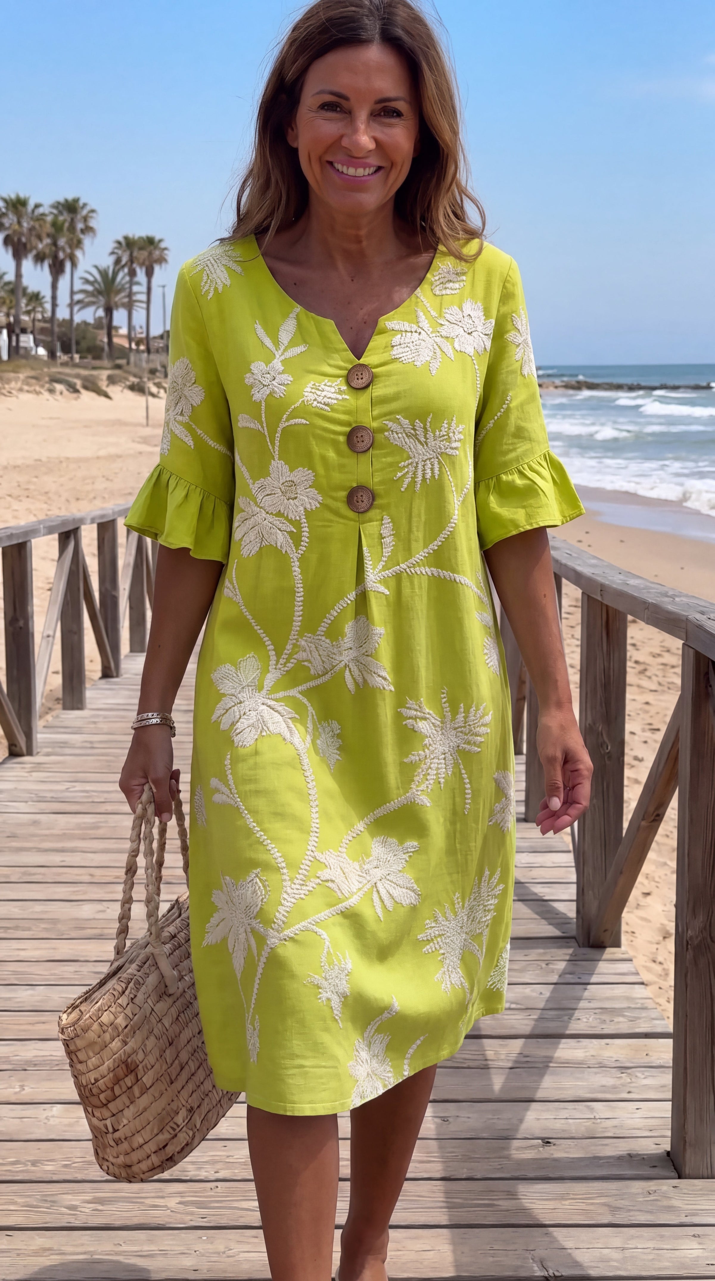 Yolanda | Vestido Floral Cómodo con Escote en V