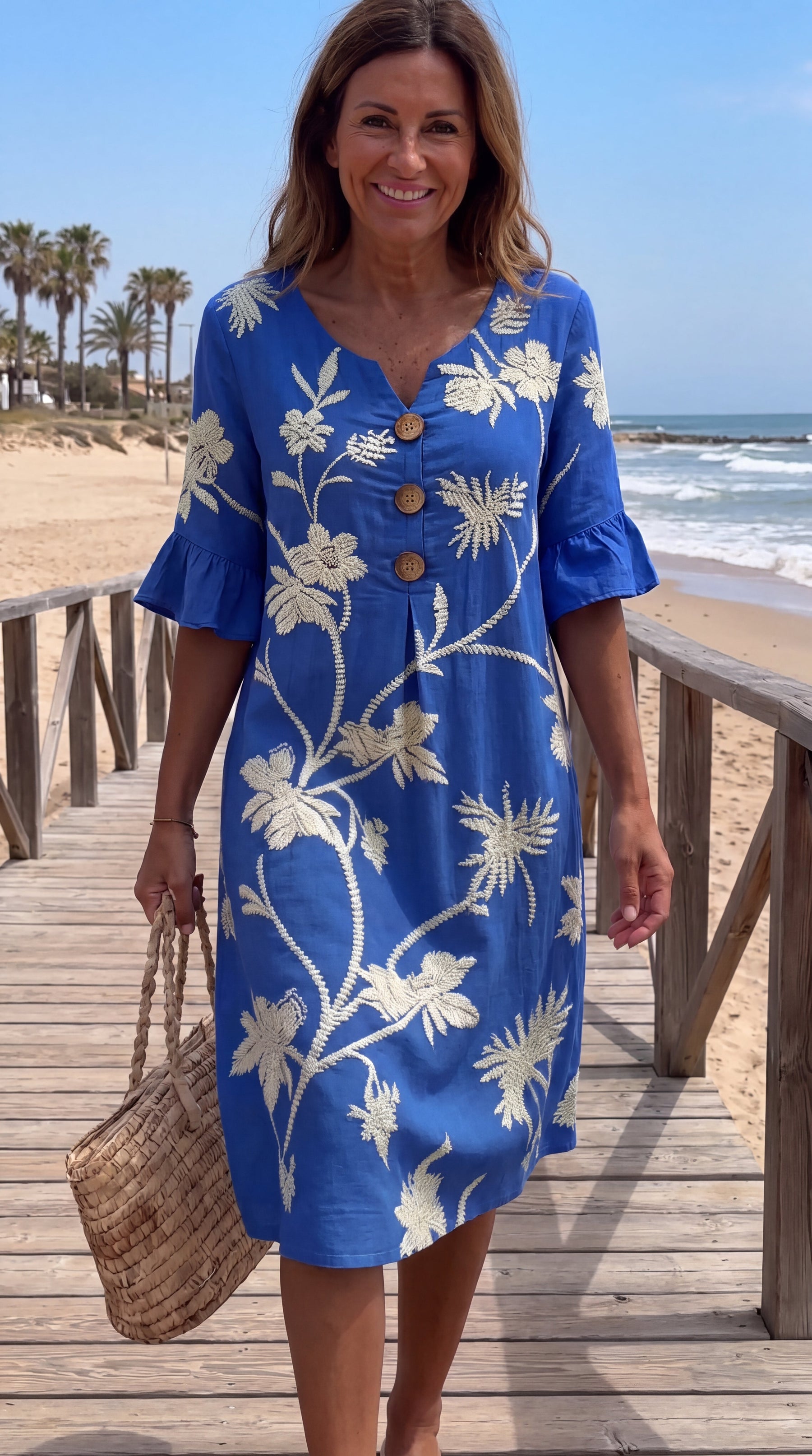 Yolanda | Vestido Floral Cómodo con Escote en V