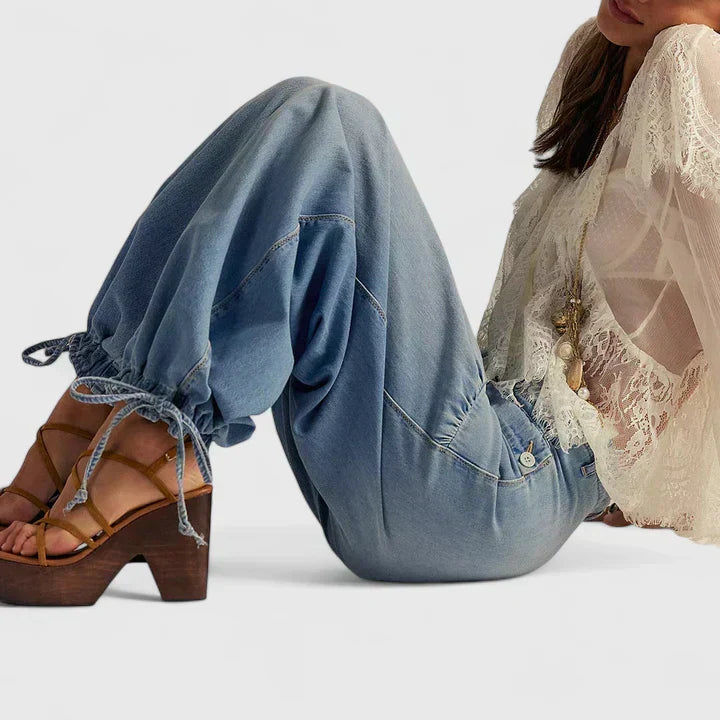 Pamela | Pantalón Bohemio con Bolsillos de Doble Pliegue