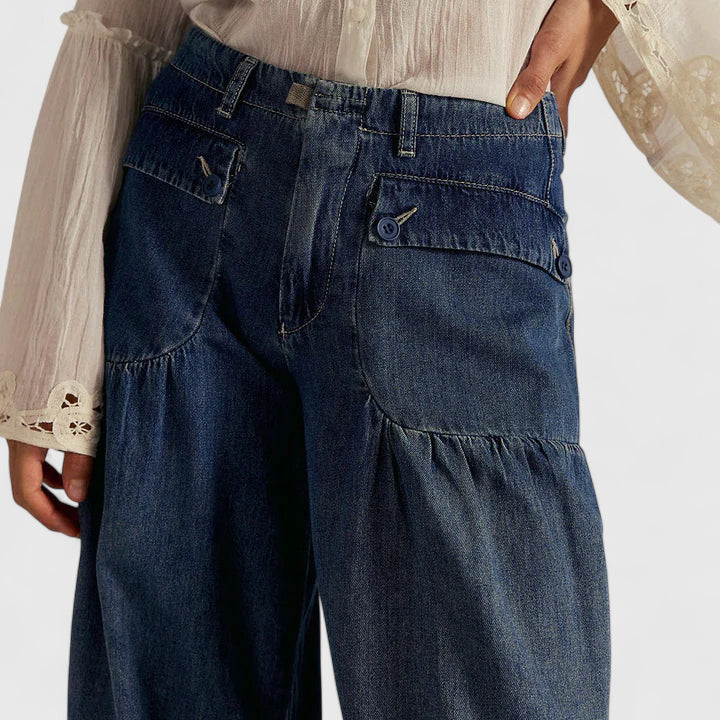 Pamela | Pantalón Bohemio con Bolsillos de Doble Pliegue