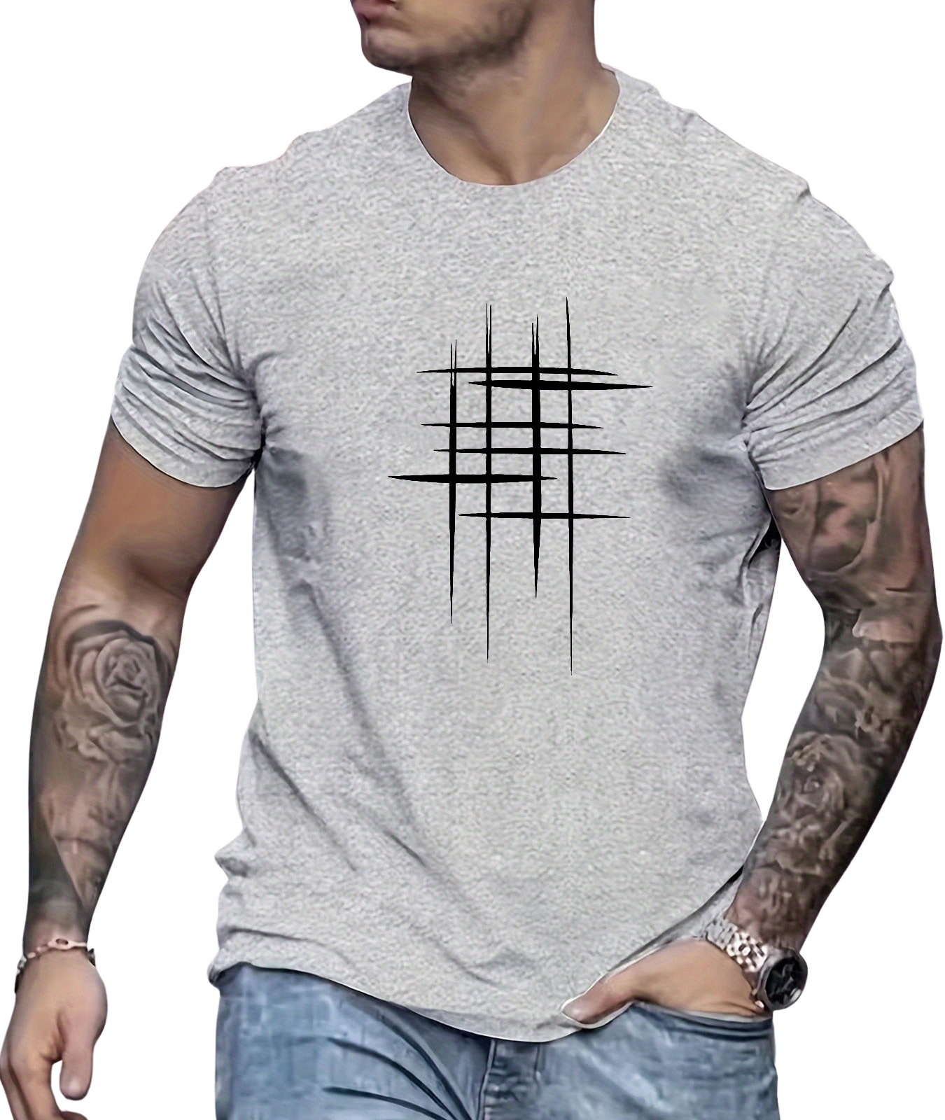 Javier | Camiseta elegante de cuello redondo con estampado gráfico